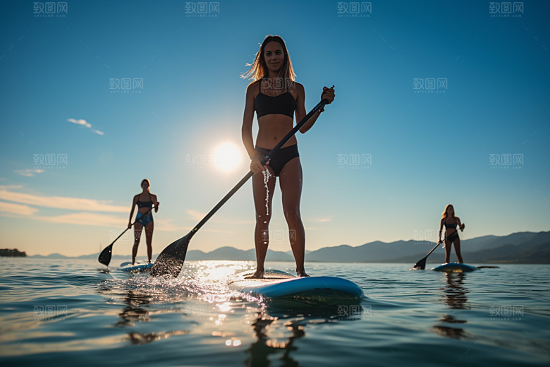 浆板运动自然水上运动摄影图