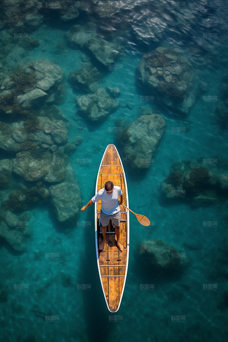 浆板运动水上运动湖泊河流摄影图