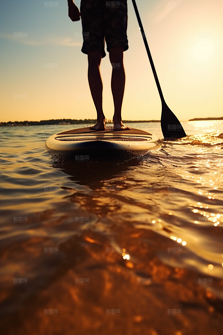 浆板运动湖泊河流高清摄影图