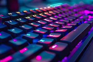 电脑键盘科技感彩色素材