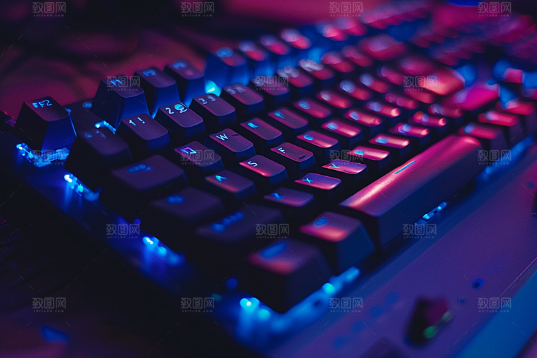 电脑键盘彩色科技感素材