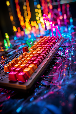 电脑键盘彩色电竞素材