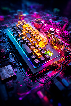 电脑键盘光效彩色素材