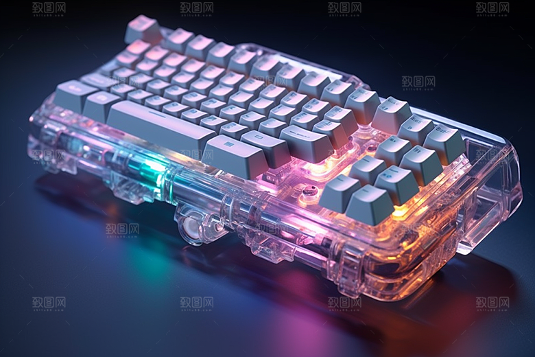 电脑键盘彩色光效素材