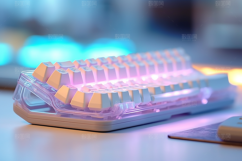 电脑键盘科技感彩色素材