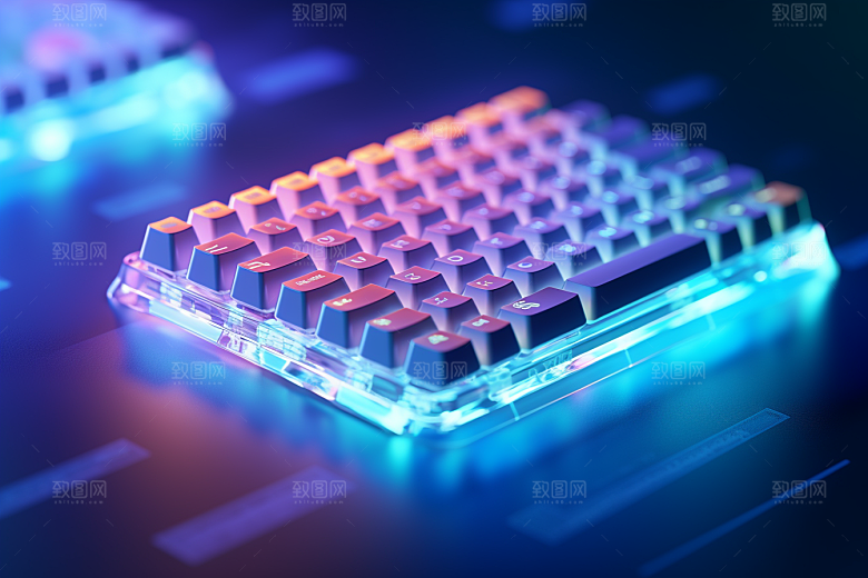电脑键盘彩色科技感素材