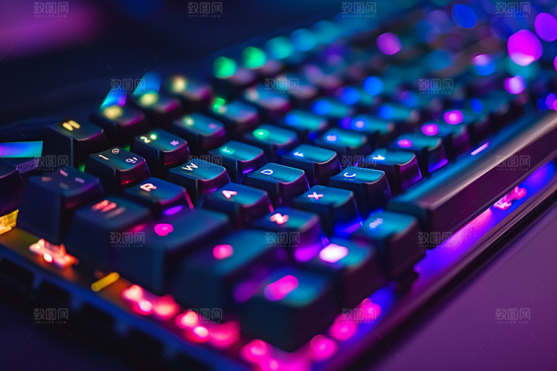 电脑键盘RGB机械键盘素材