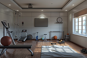 健身房运动器械锻炼摄影图