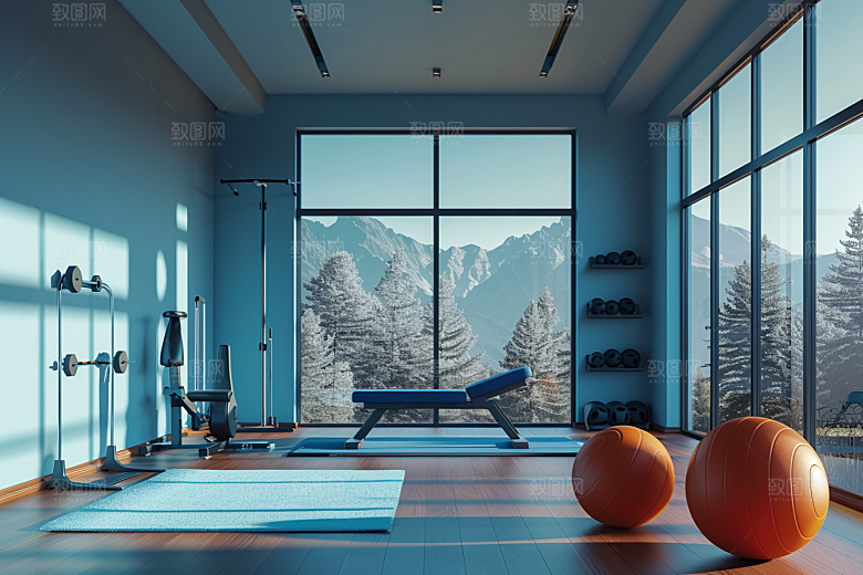 健身房室内简约摄影图