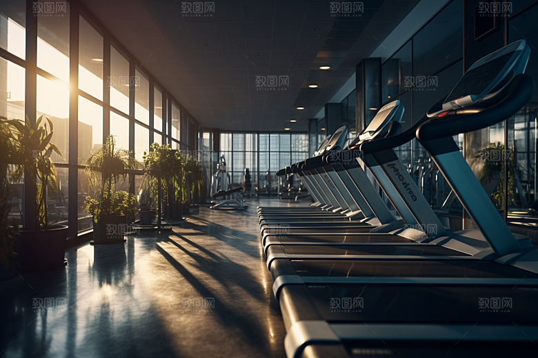 健身房全民运动室内摄影图