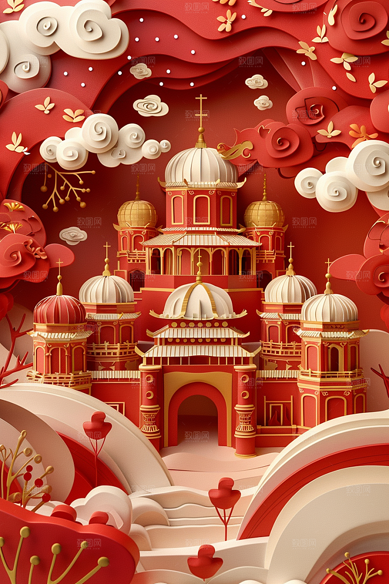 中国风风光层次精美剪纸