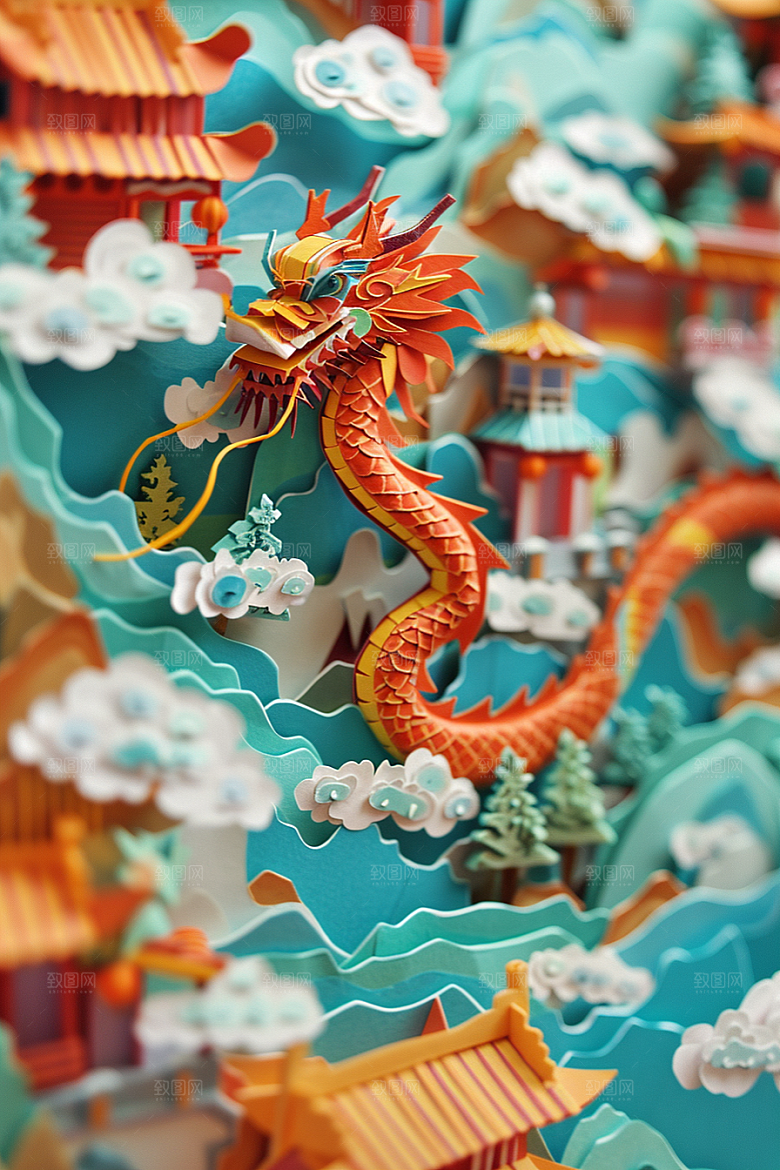 中国风风光立体精美剪纸