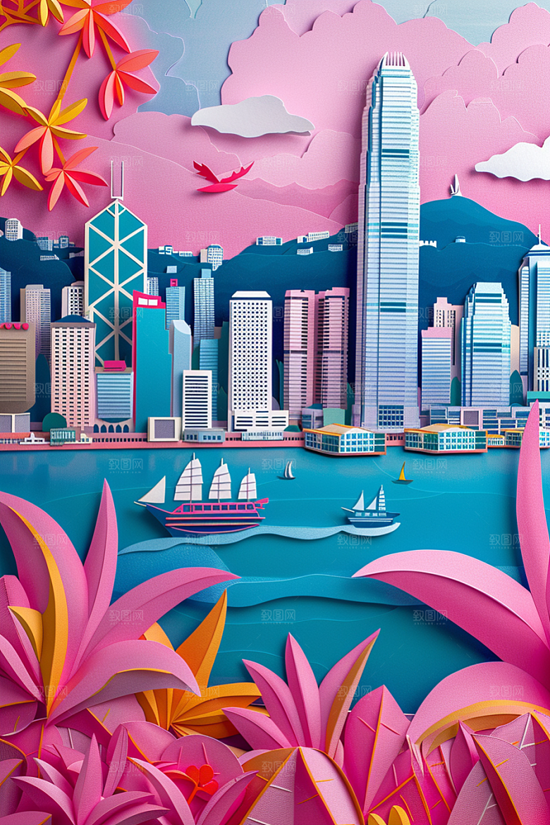中国风风光质感创意剪纸