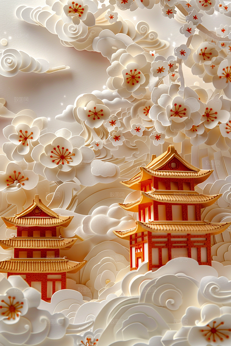 中式山水3D层次感剪纸
