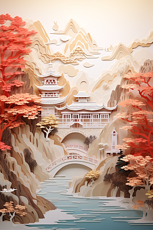 中国风建筑文化中式剪纸