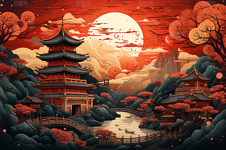 中国风建筑中式传统风格剪纸