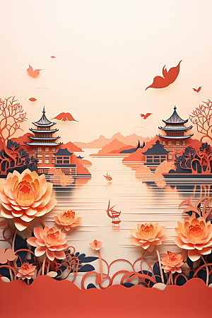 中国风建筑中式传统风格剪纸