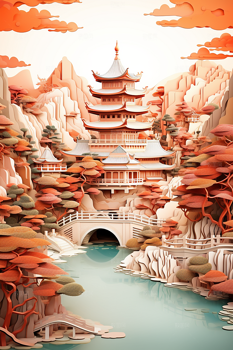 中国风建筑文化中式剪纸