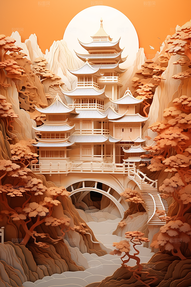 中国风建筑文化中式剪纸