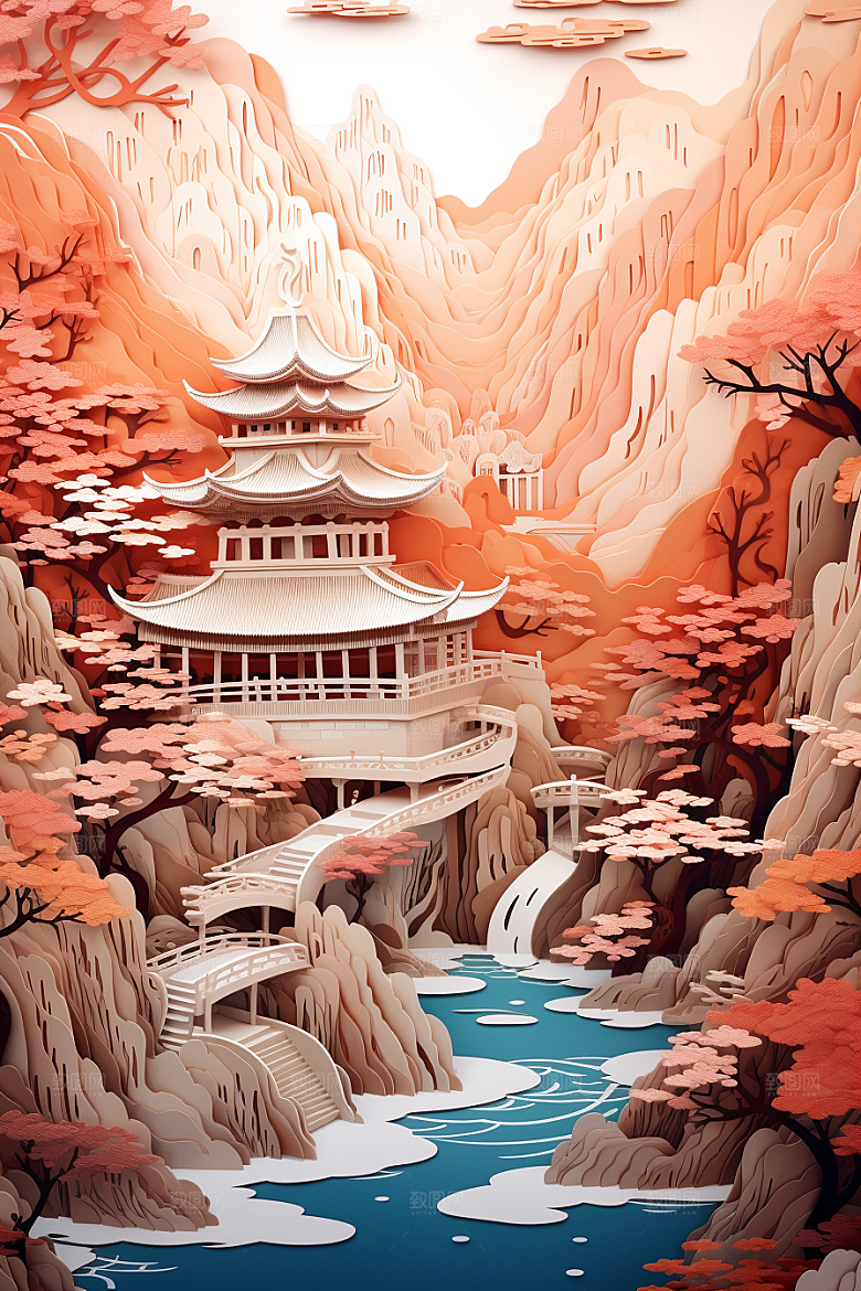 中国风建筑文化中式剪纸