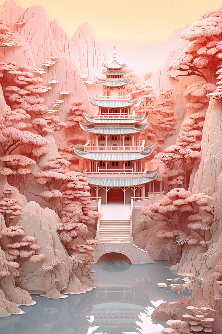 中国风建筑传统风格中式剪纸