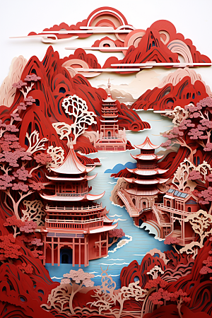 中国风建筑中式传统风格剪纸
