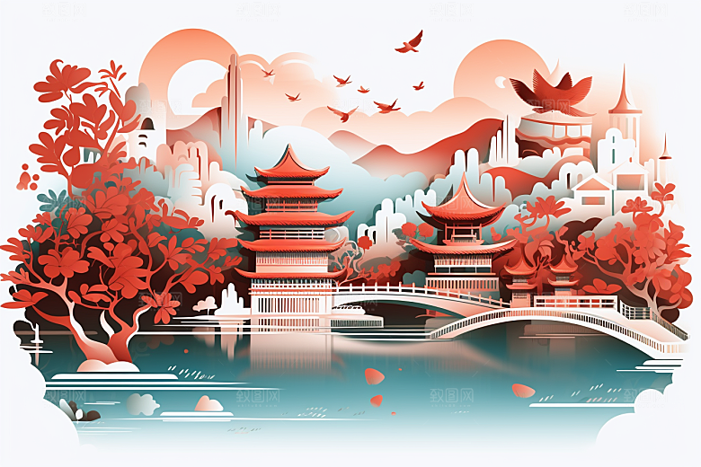 中国风建筑文化中式剪纸