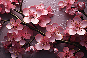 红色梅花传统艺术春节剪纸