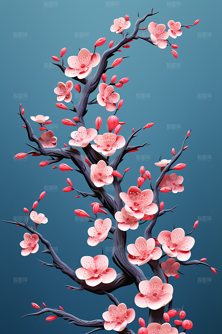 红色梅花喜庆传统艺术剪纸