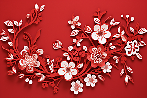 红色梅花过年传统艺术剪纸