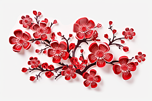 红色梅花喜庆过年剪纸