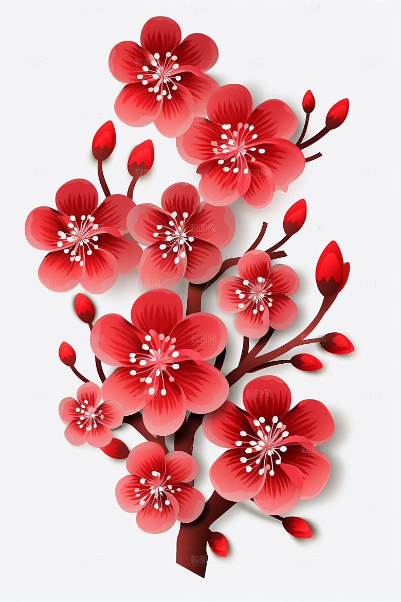 红色梅花过年喜庆剪纸