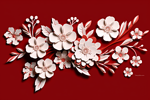 红色梅花喜庆新年剪纸