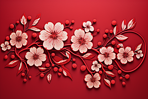 红色梅花春节红梅剪纸