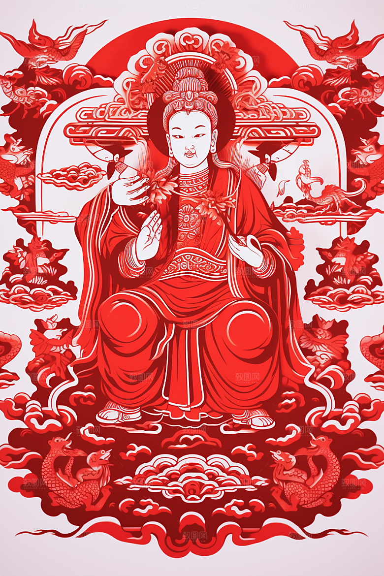 迎灶王爷春节传统剪纸