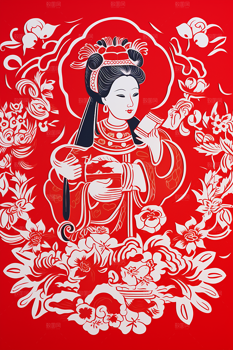 迎灶王爷小年传统剪纸