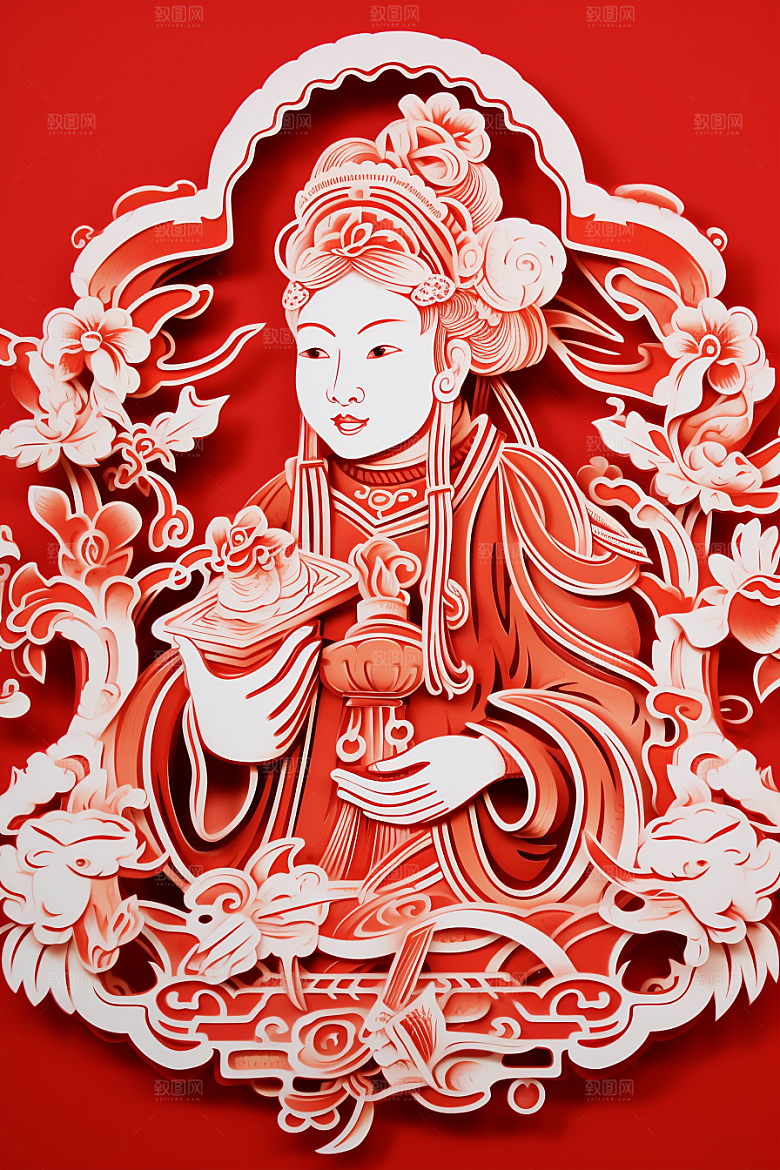 迎灶王爷民俗传统剪纸