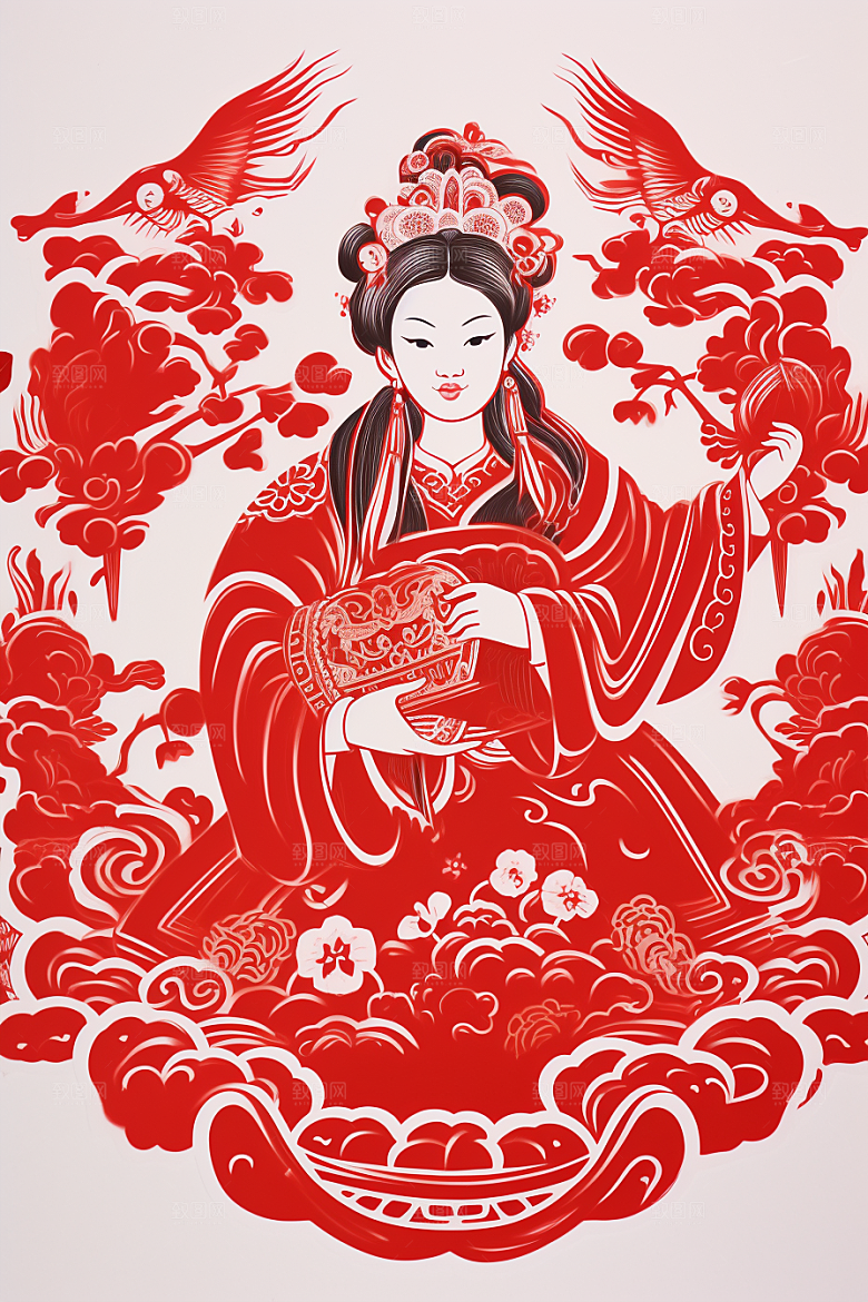 迎灶王爷新年民俗剪纸