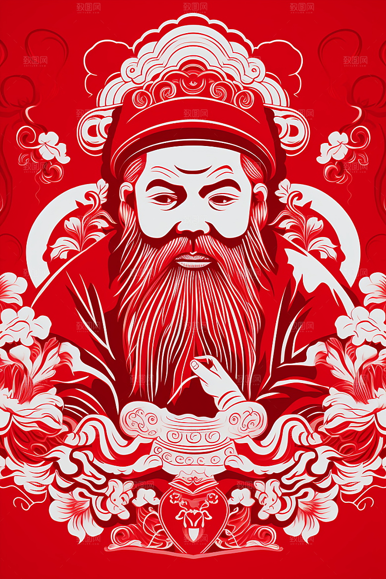 迎灶王爷春节喜庆剪纸