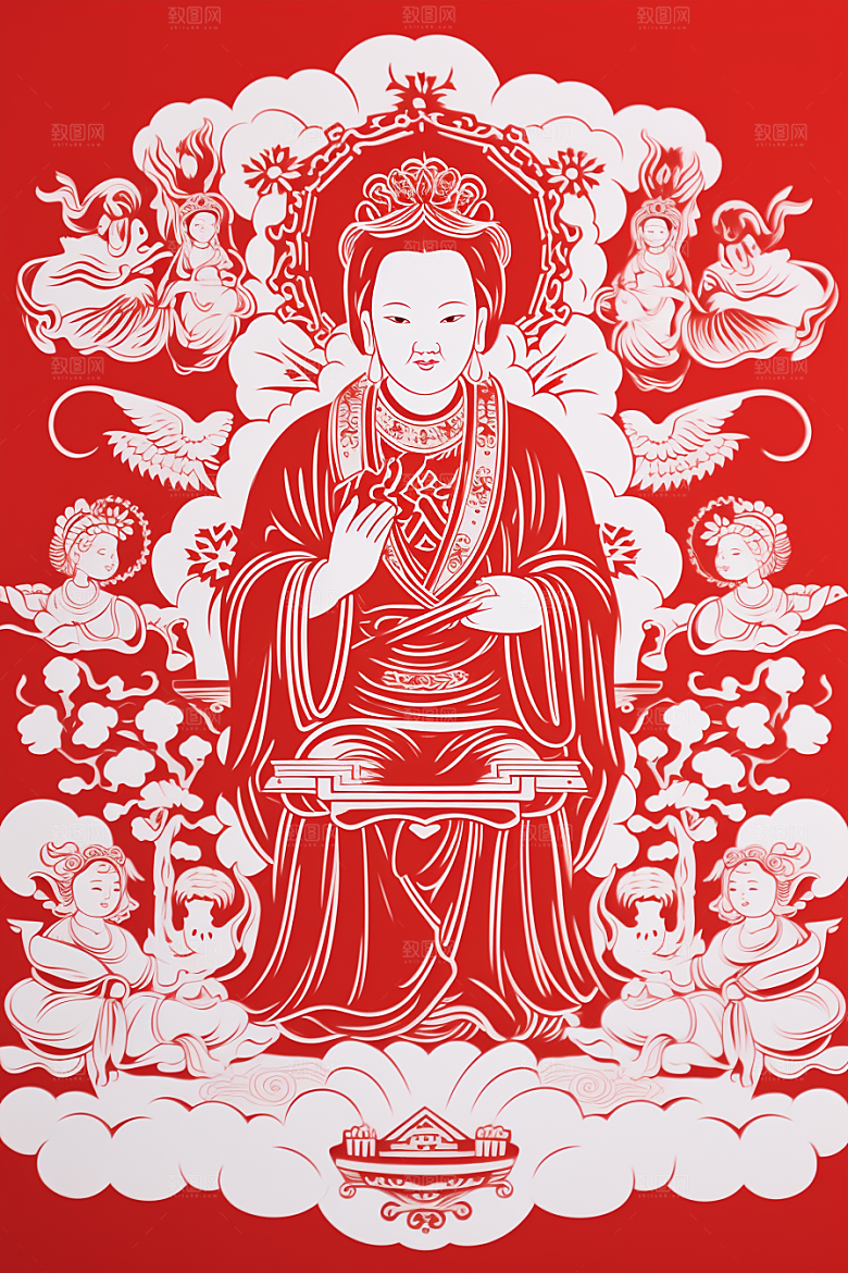 迎灶王爷小年喜庆剪纸