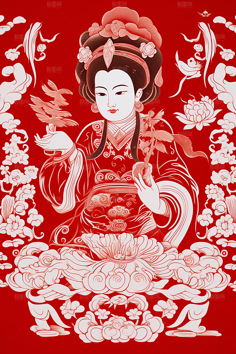 迎灶王爷春节中国风剪纸