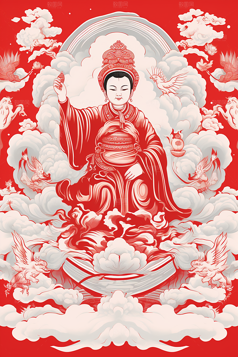 迎灶王爷喜庆民俗剪纸