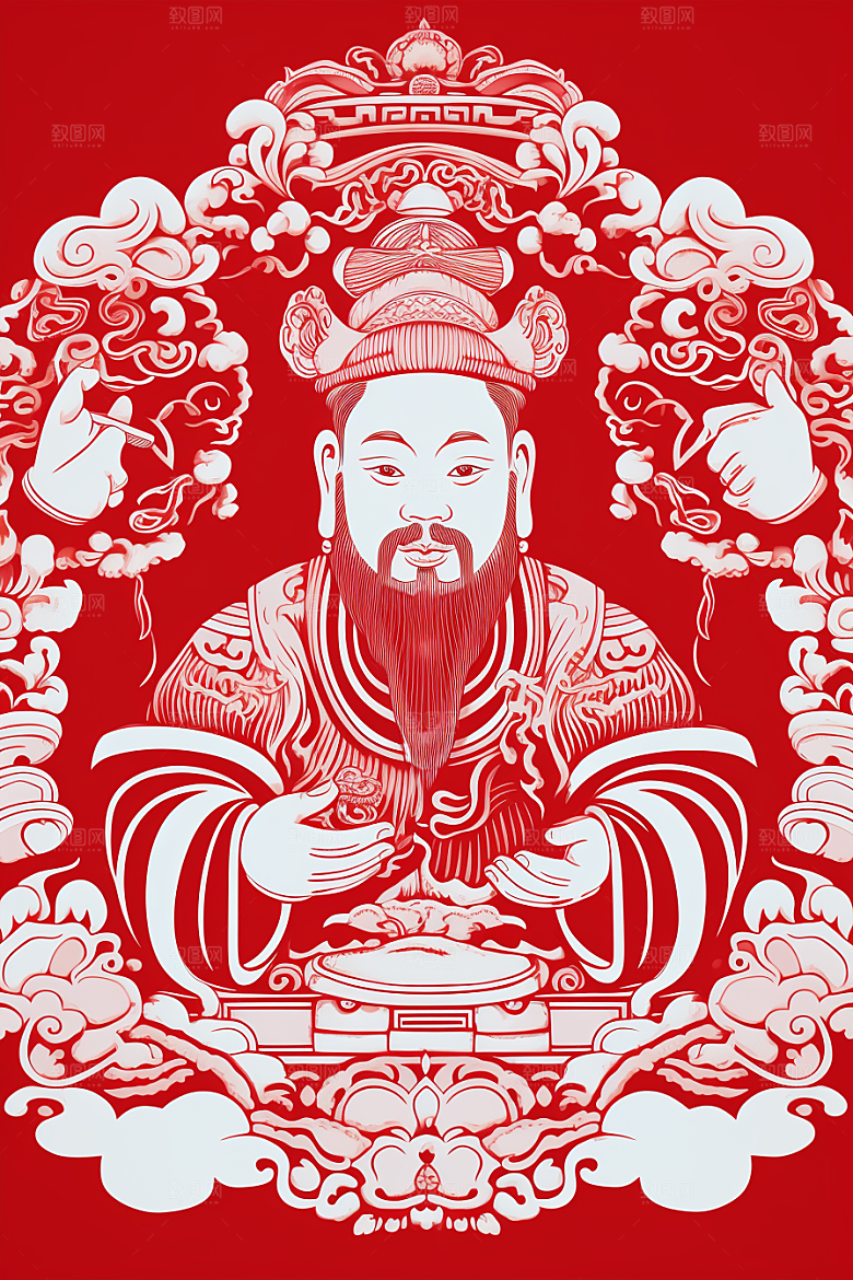 迎灶王爷小年传统剪纸