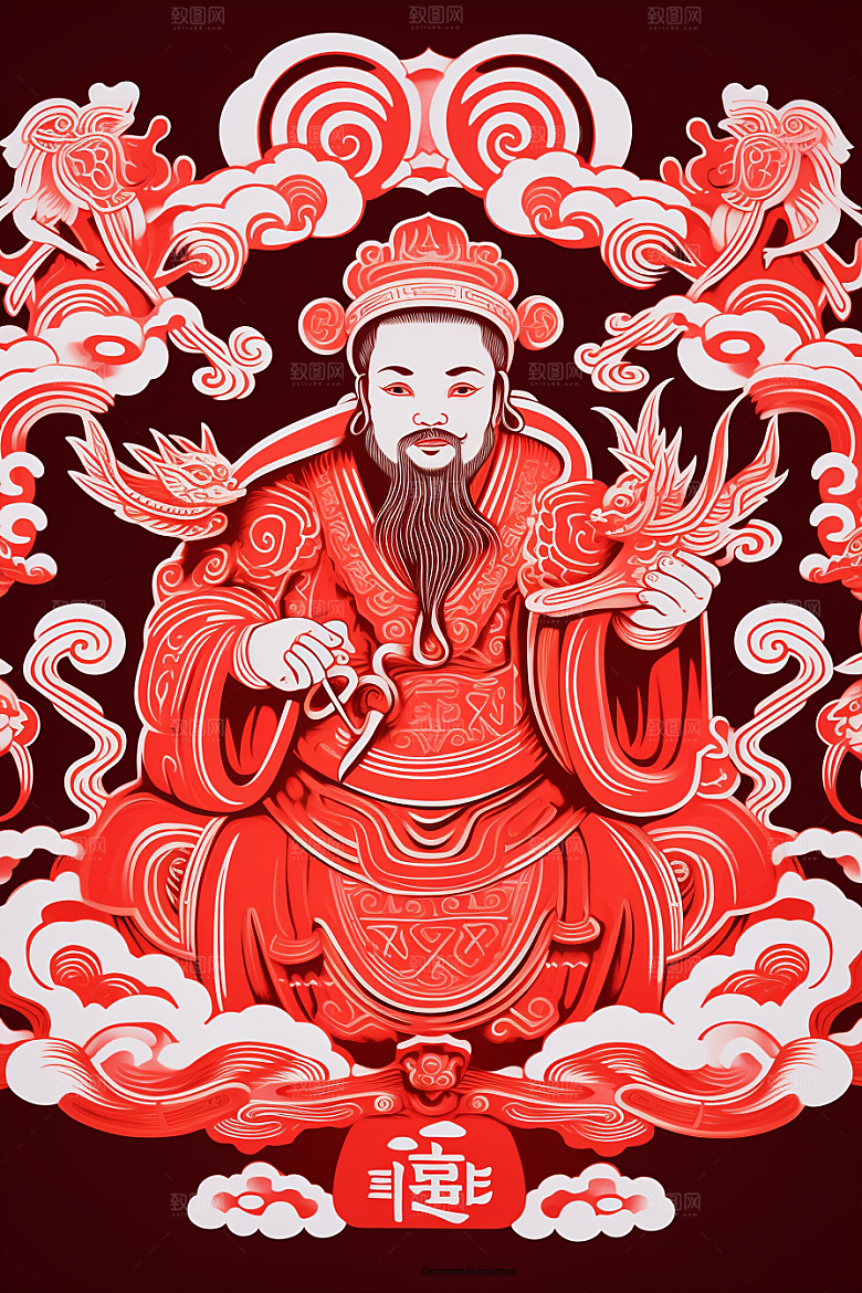 迎灶王爷喜庆民俗剪纸