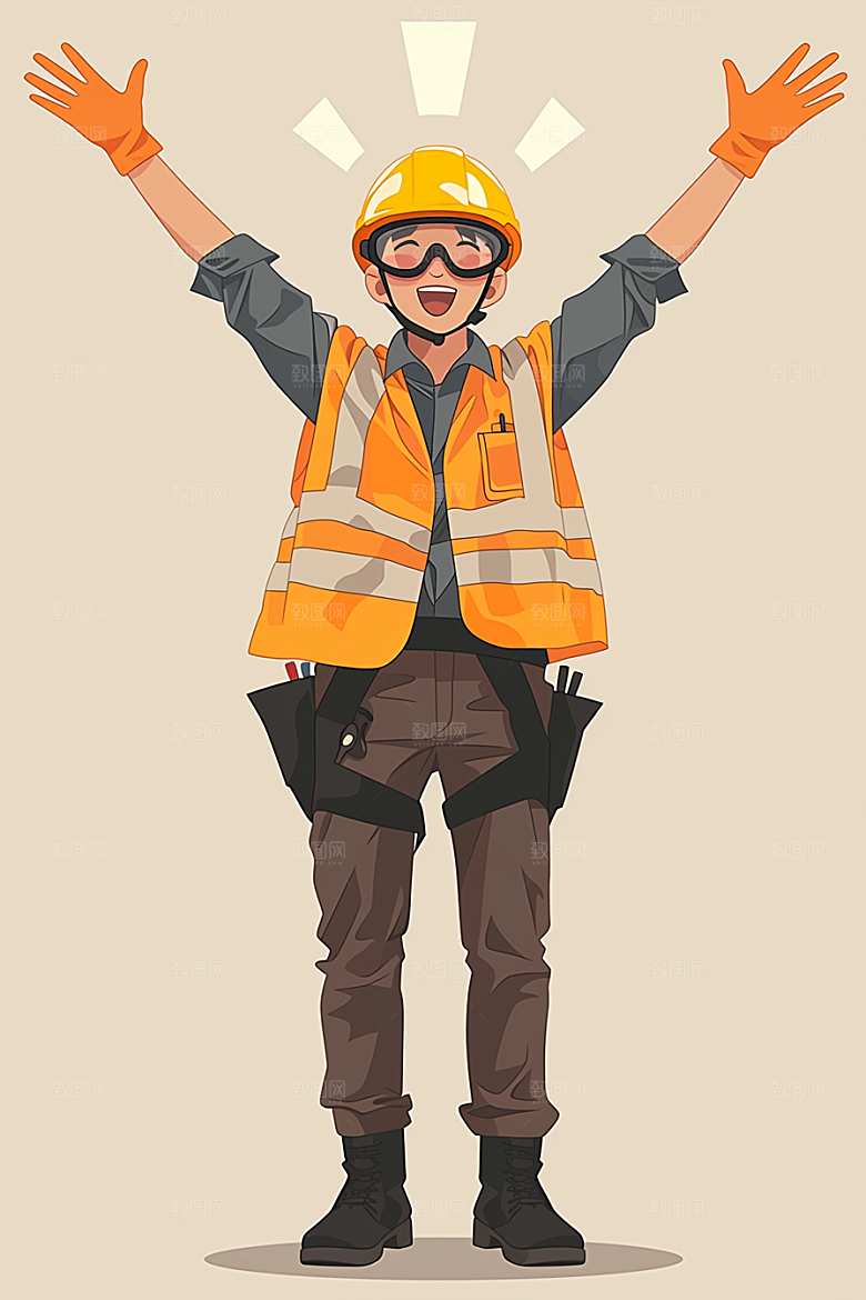 建筑工人手绘建设插画