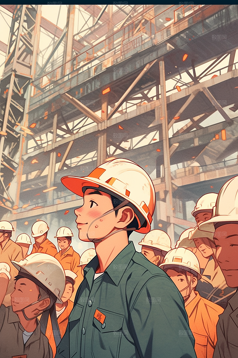 建筑工人高清工地插画