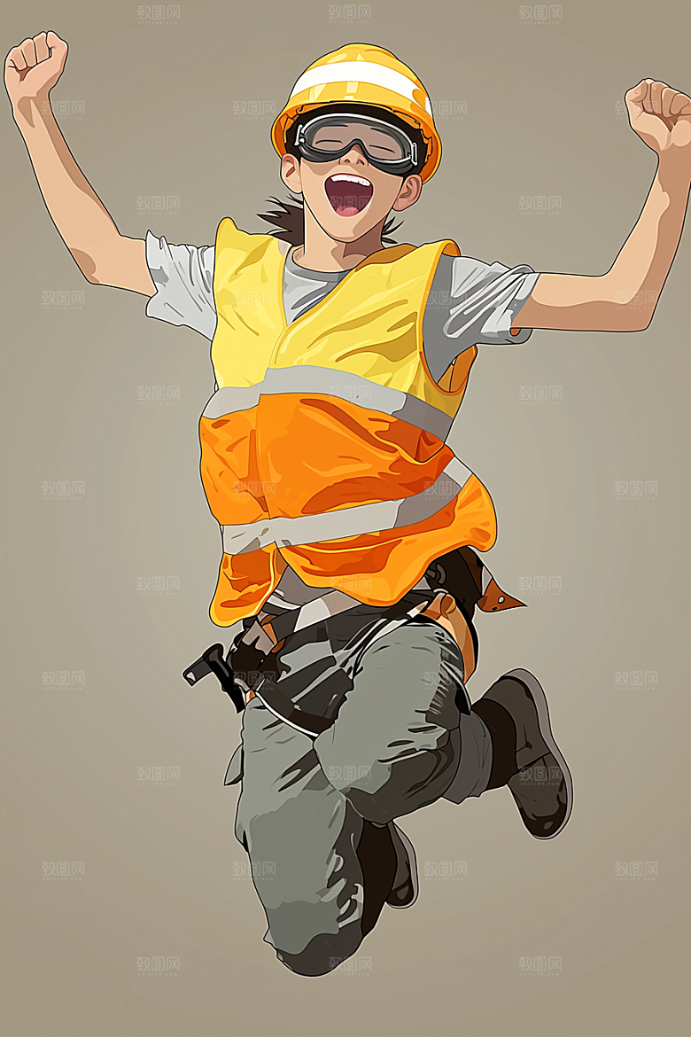 建筑工人艺术职业形象插画
