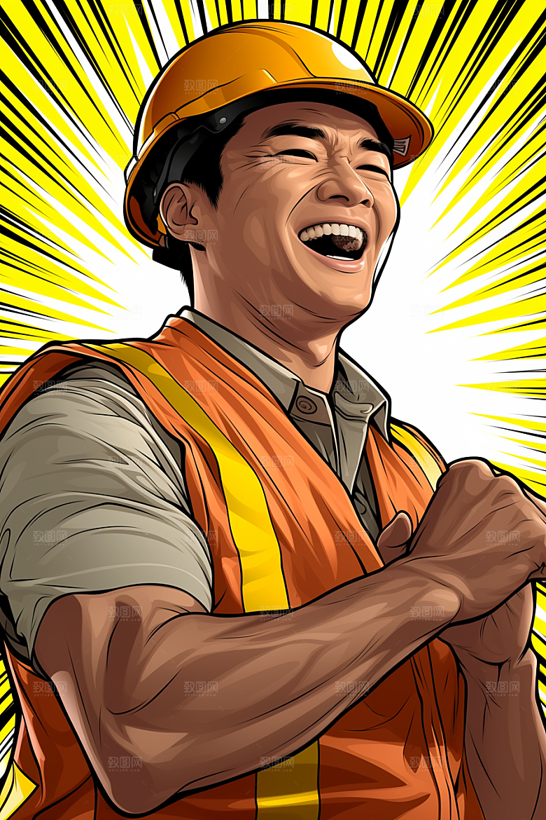 建筑工人人物肖像职业形象插画
