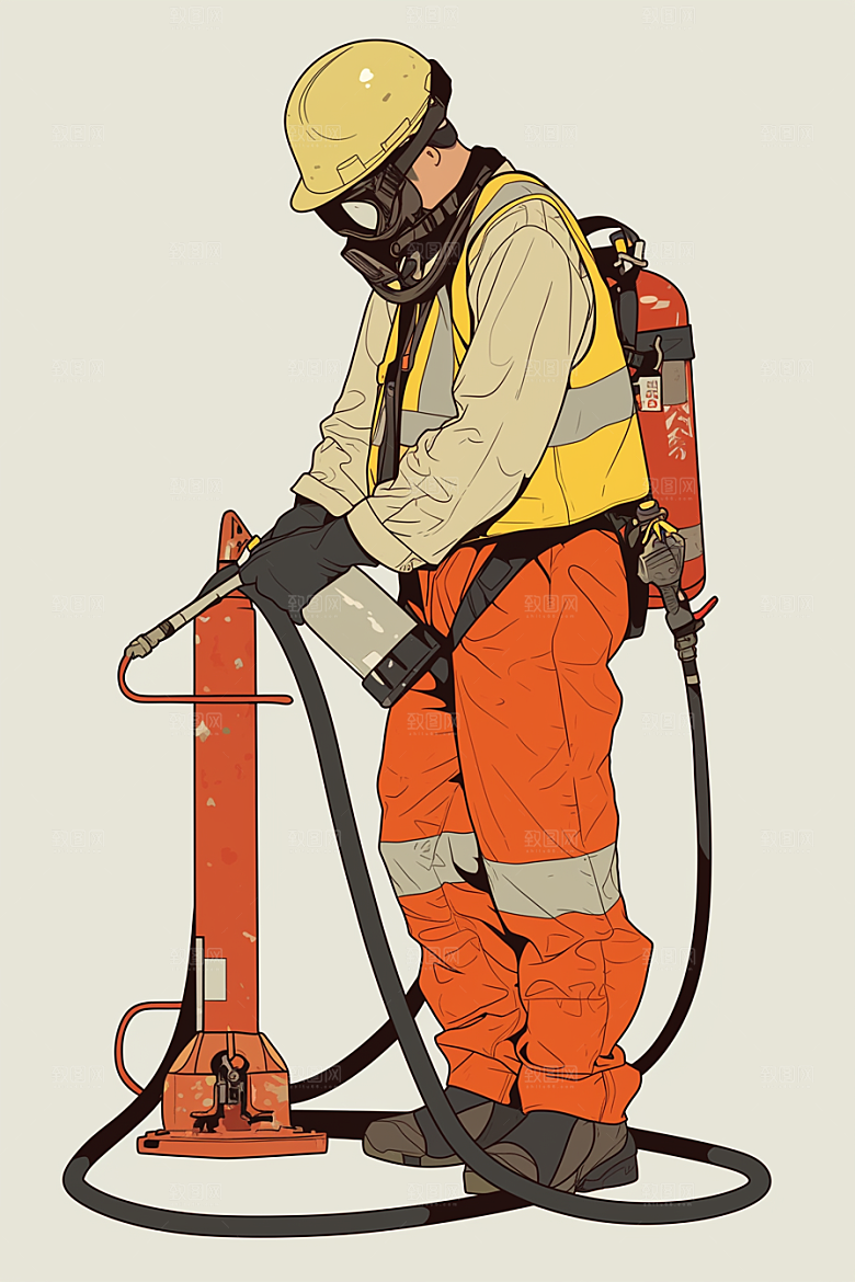 建筑工人艺术工地插画