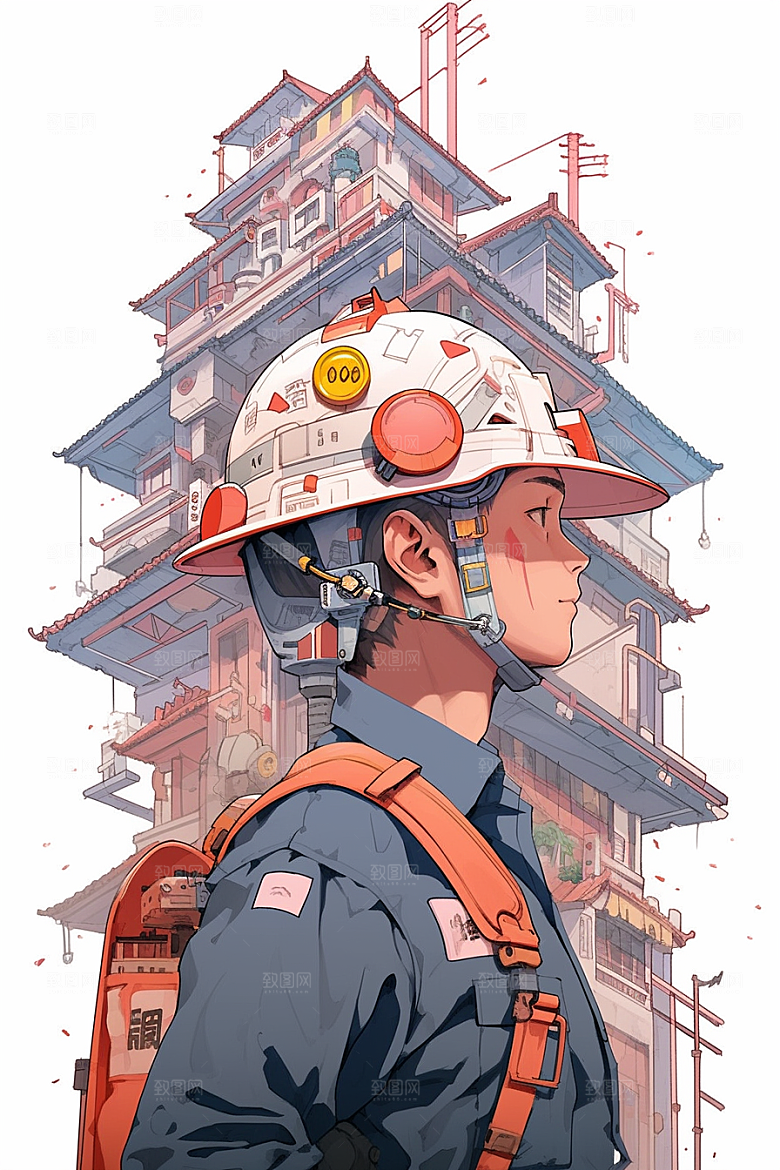 建筑工人建设施工插画